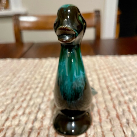 Blue Mountain Pottery Duck Figure Redware Green Black Drip Glaze Mid Century - Picture 4 of 14